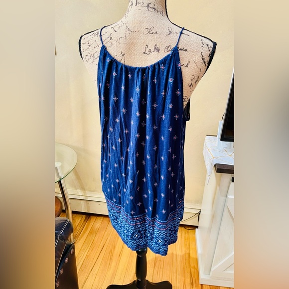 Old Navy Printed Boho Tunic Sleeveless top with fringe tie on front neckline - Picture 9 of 10